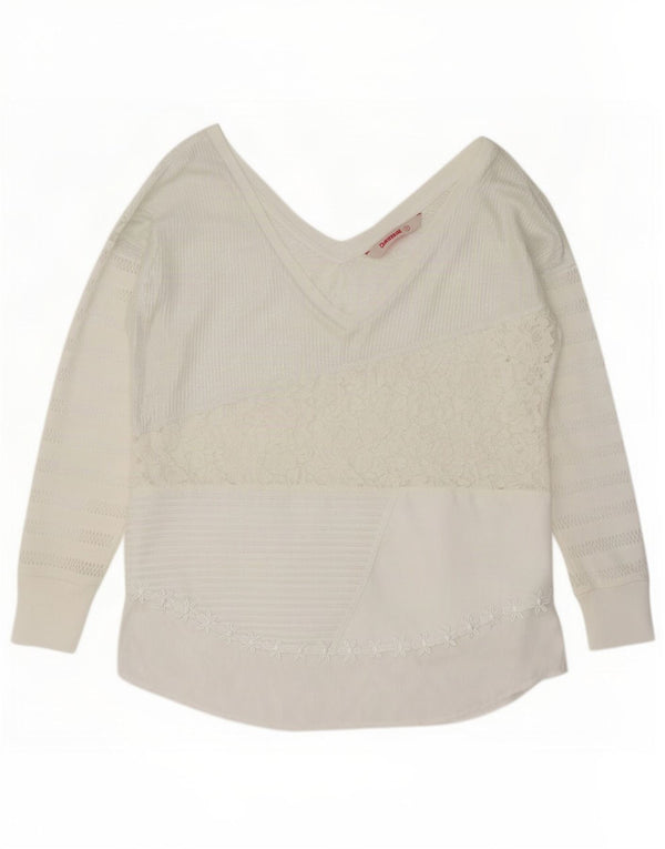 Bluză cu mânecă lungă pentru femei Desigual UK 14 Poliester floral alb mediu