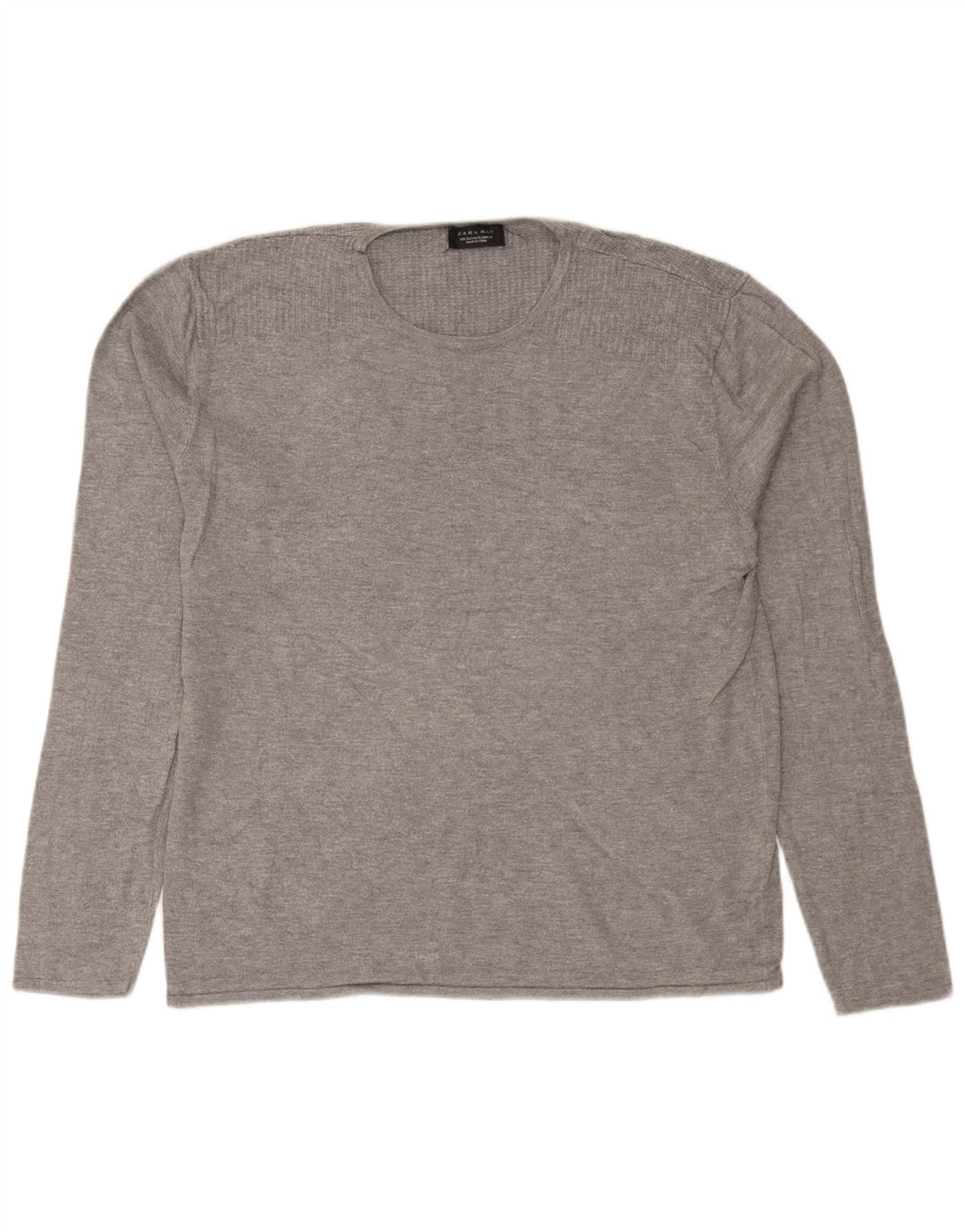 Pulover pentru bărbați Zara, cu gât crew, XL, viscoză gri