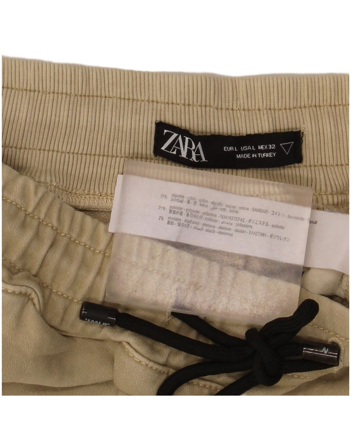 Pantaloni scurți sport pentru bărbați Zara, mari, bej, bumbac