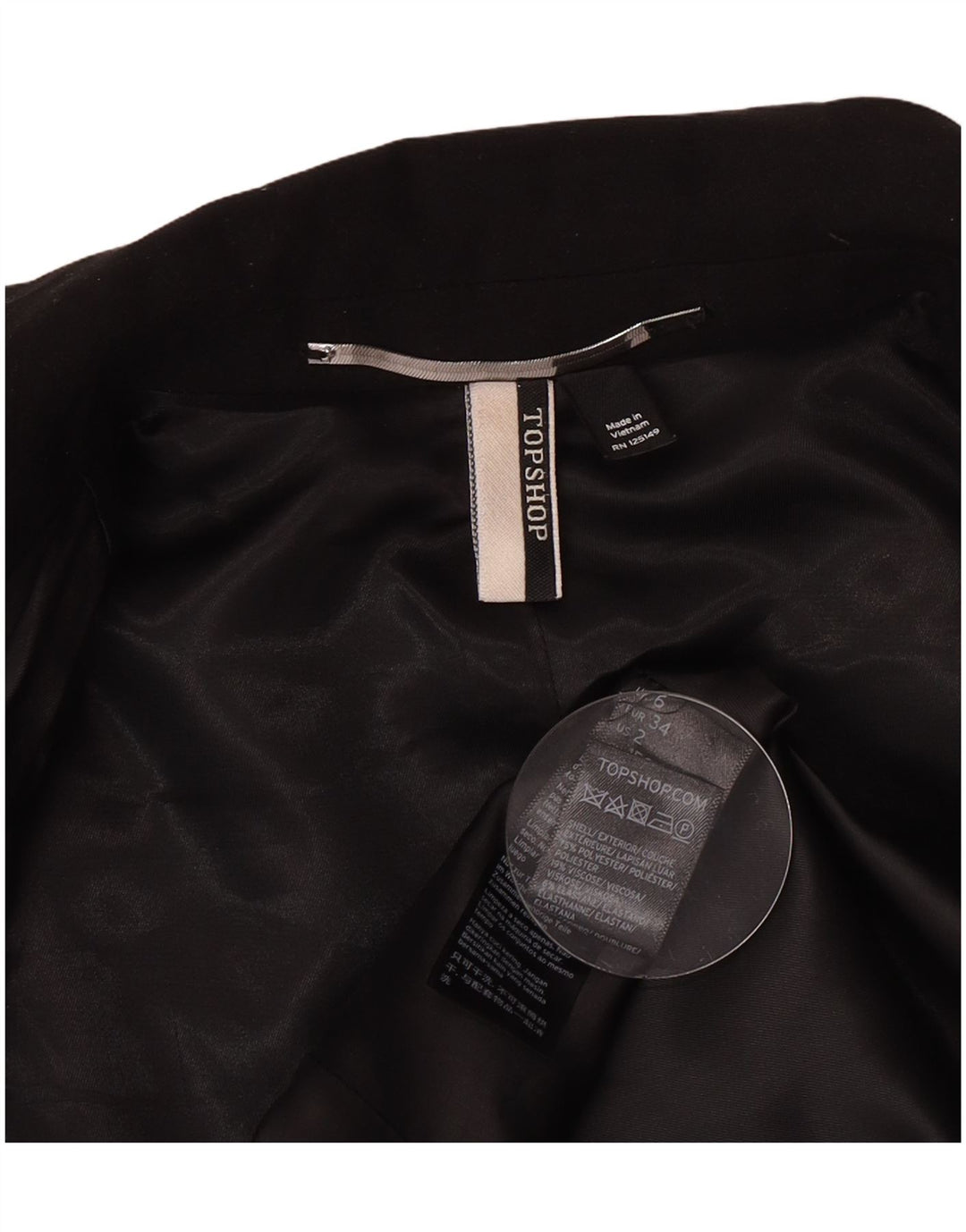 Jachetă Topshop pentru femei cu 1 nasture, UK 6 XS, poliester negru