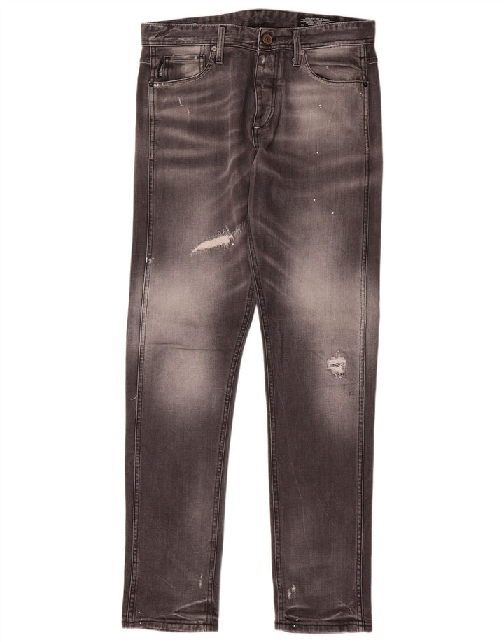 Blugi slim pentru bărbați Jack & Jones Distressed W32 L33 gri