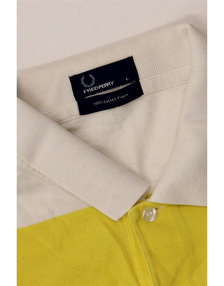 Cămașă polo Fred Perry pentru bărbați, bumbac cu dungi galbene mari