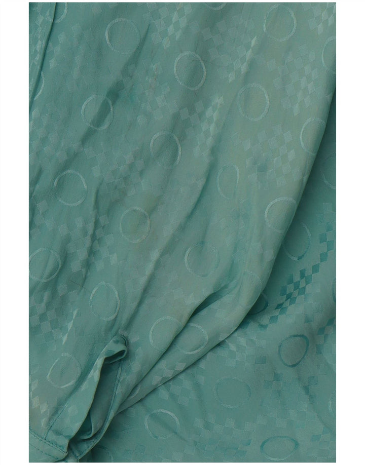 Bluză cămașă pentru femei VINTAGE IT 48 XL Albastru Geometric Acetat