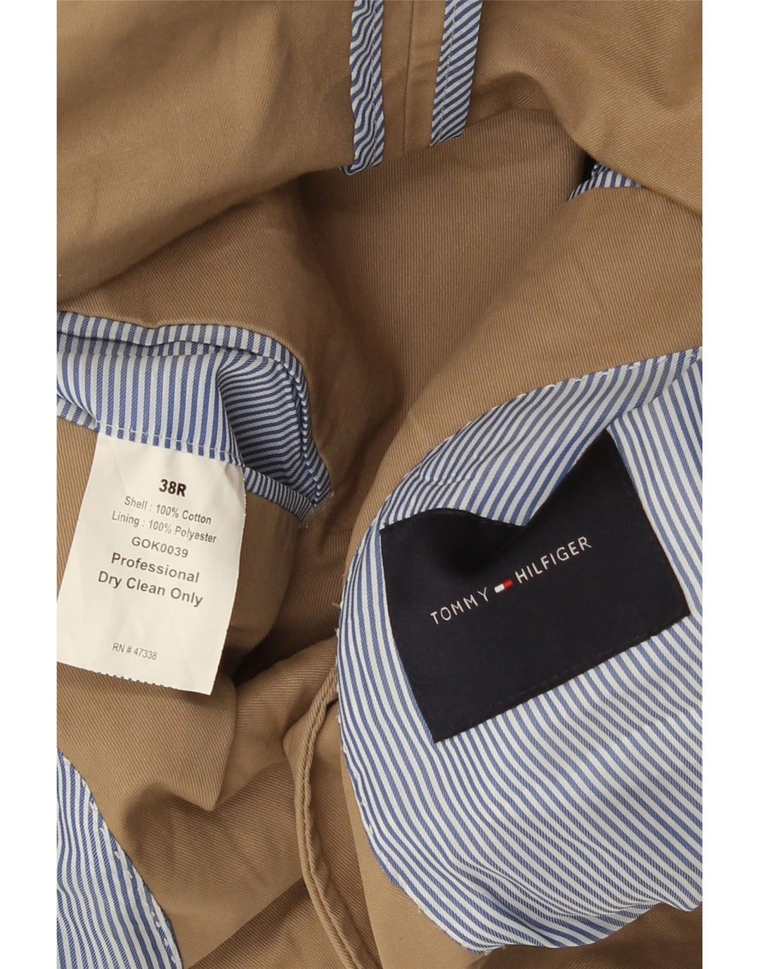 Jachetă pentru bărbați Tommy Hilfiger, cu 2 nasturi, UK 38, bumbac, bej mediu