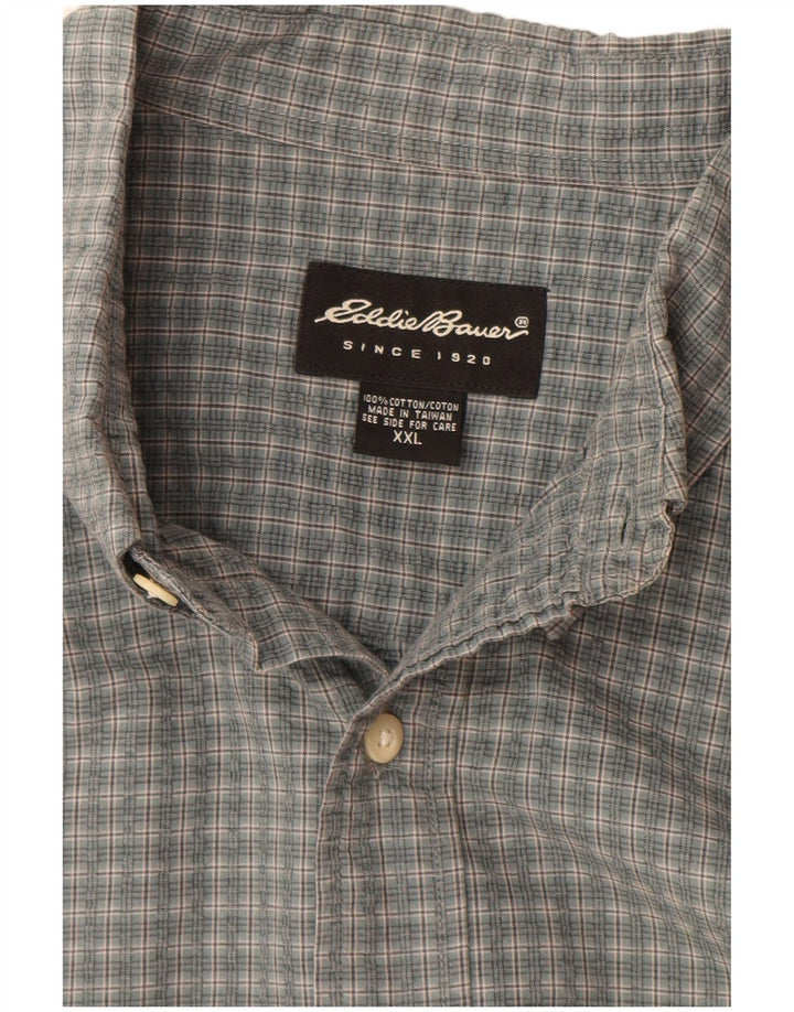 Cămașă cu mânecă scurtă pentru bărbați Eddie Bauer, bumbac vichy gri 2XL