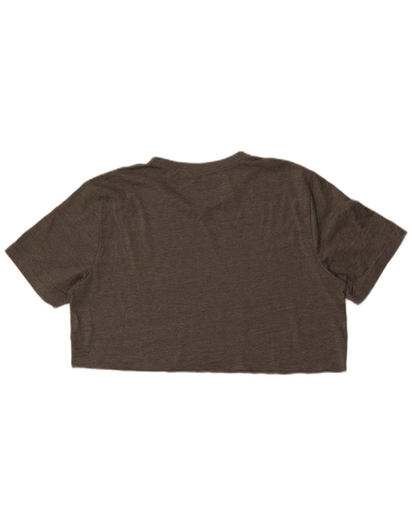 Tricou cu grafic Puma pentru femei Crop Top UK 16 Large Grey Flecked