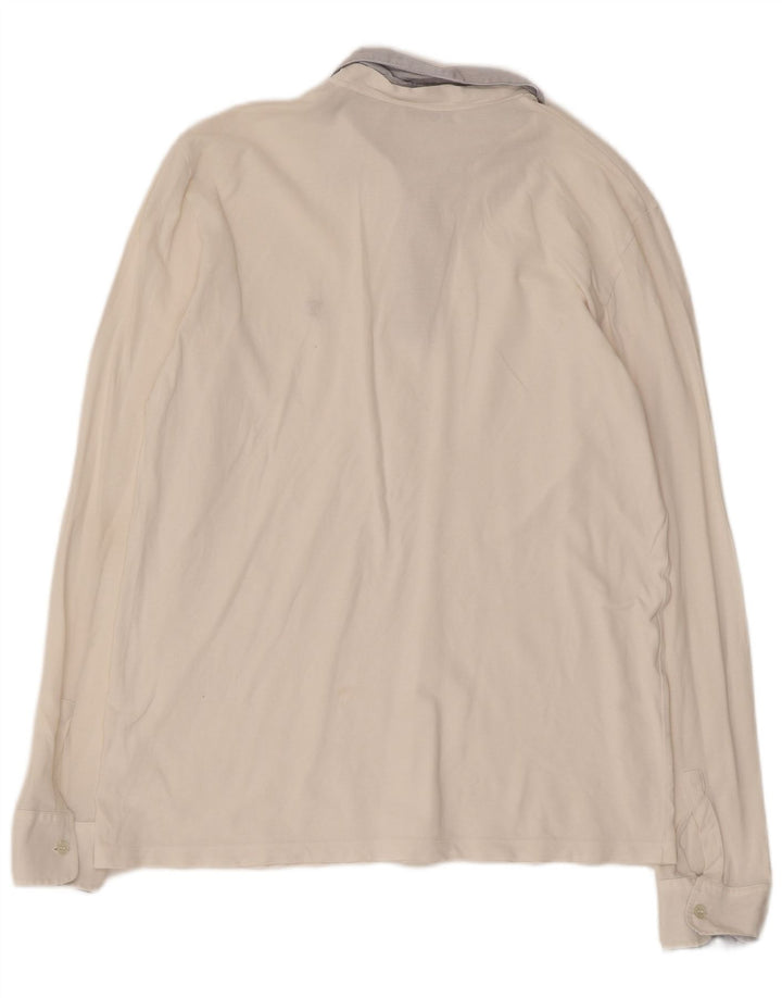 TRUSSARDI Tricou polo Rugby cu mânecă lungă pentru femei UK 18 XL Bumbac alb