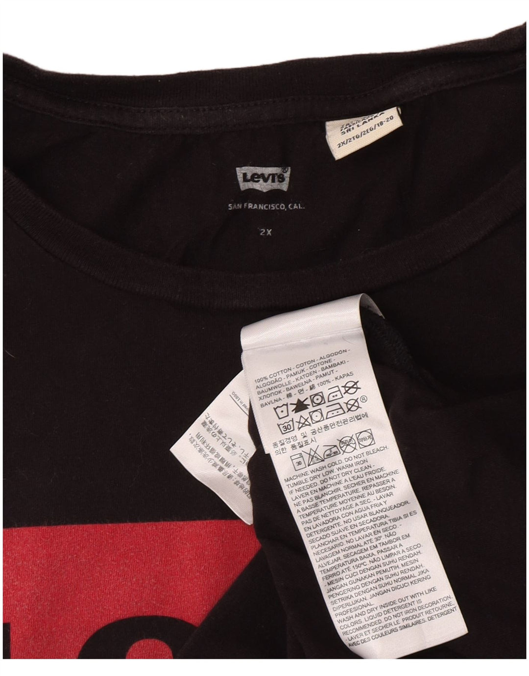 Tricou cu grafic Levi's pentru femei Top UK 22 2XL Bumbac negru