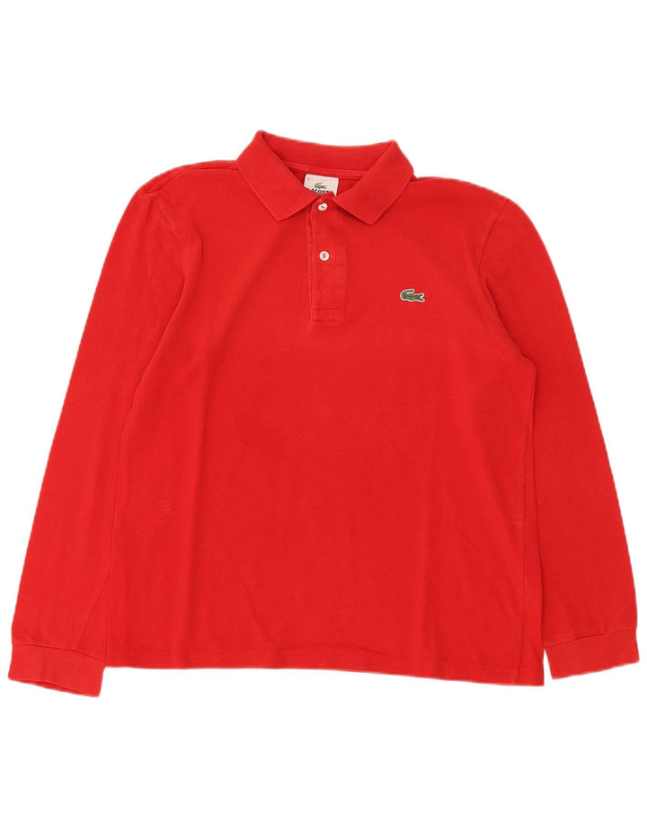 Tricou polo cu mânecă lungă pentru bărbați LACOSTE Mărimea 3 Bumbac roșu mic