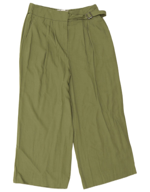 Oasis Pantaloni Capri largi cu talie înaltă pentru femei UK 12 Medium W28 L22 Verde