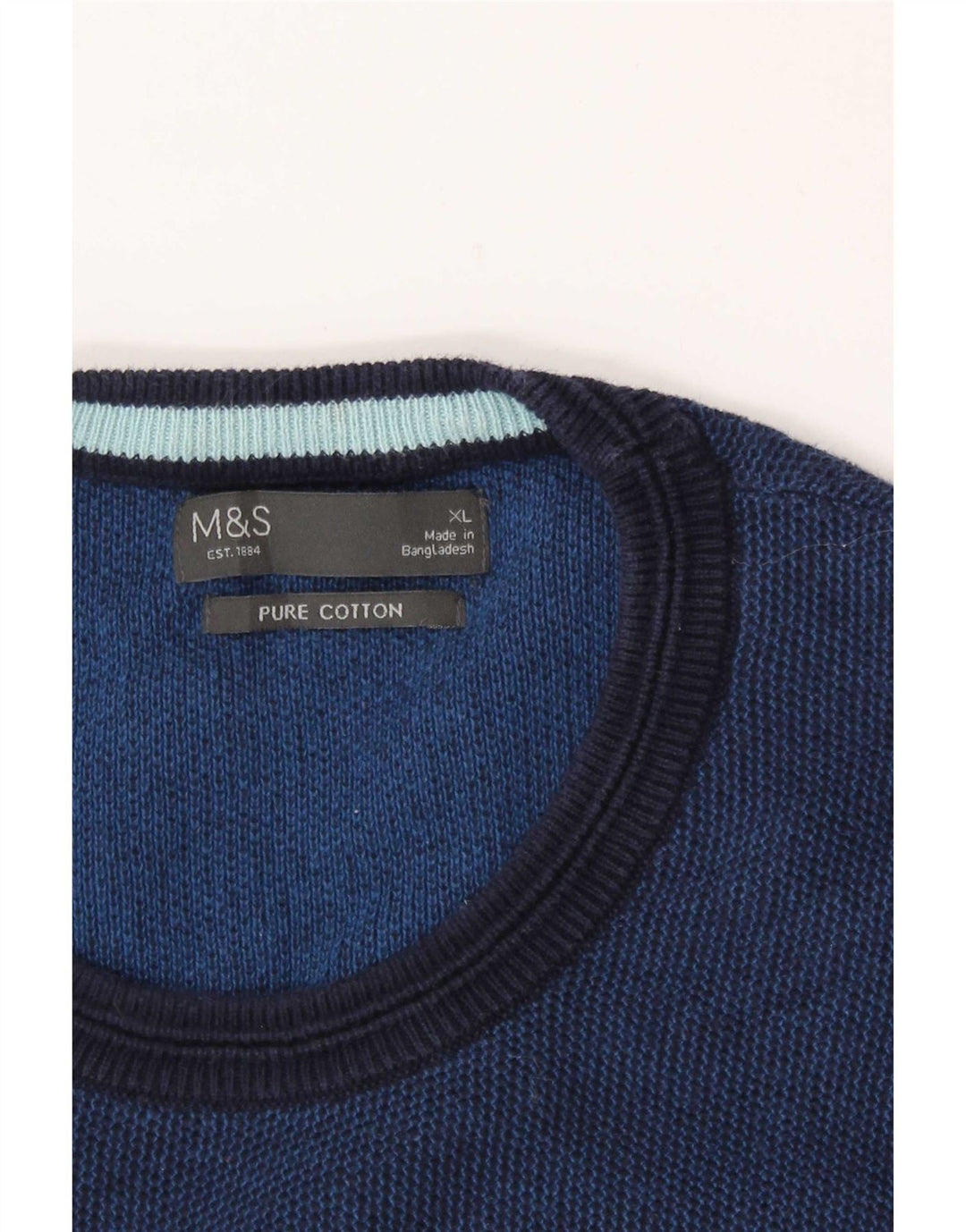 Pulover pentru bărbați Marks & Spencer, cu gât crew, XL, bumbac, albastru