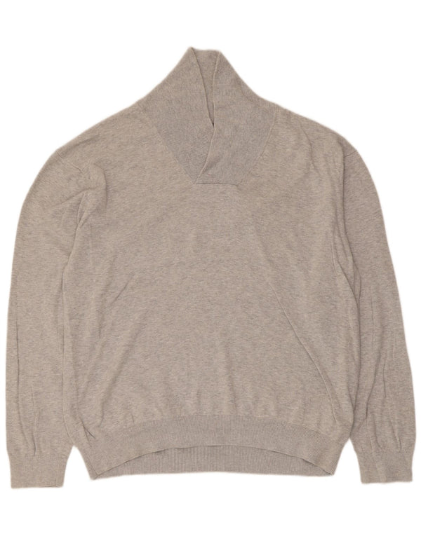Nautica Mens Shawl Neck Jumper Sweater 2XL Grey Flecked Cotton