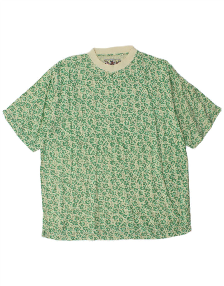 VINTAGE Tricou Bărbați Top Mare Verde Floral Viscoză