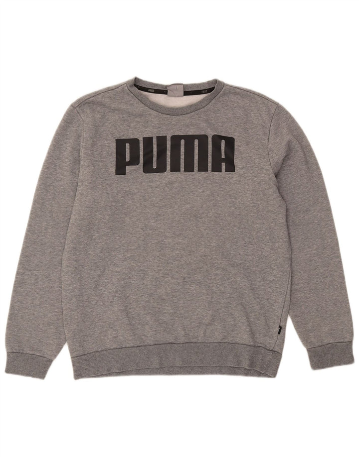 Pulover grafic pentru bărbați Puma, bumbac cu pete, gri mediu