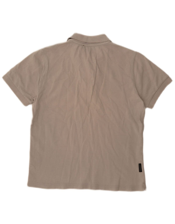 Calvin Klein Womens Polo Shirt UK 16 Large Beige Bumbac