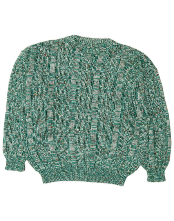 Pulover vintage pentru femei cu gâtul cu barca UK 14 Medium Green Flecked