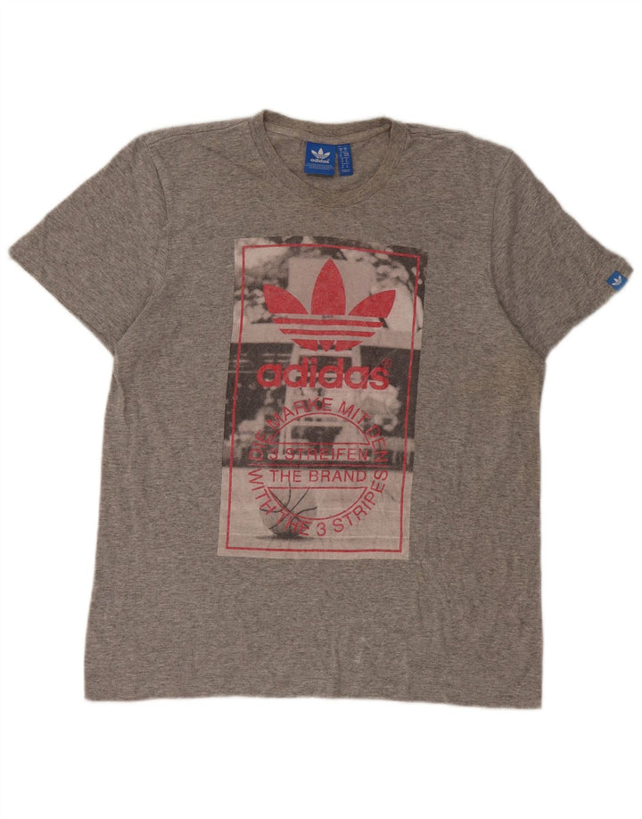 Tricou grafic pentru bărbați Adidas Top Mediu Gri, bumbac cu pete