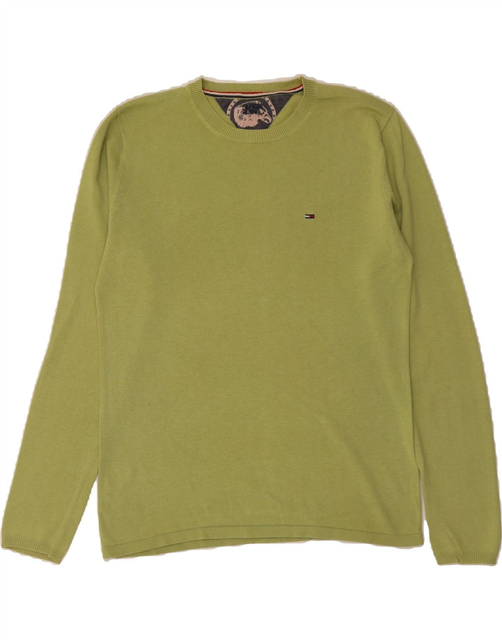 TOMMY HILFIGER Mens Crew Neck Jumper Sweater Medium Green Cotton Vintage Tommy Hilfiger and Second-Hand Tommy Hilfiger from Messina Hembry 