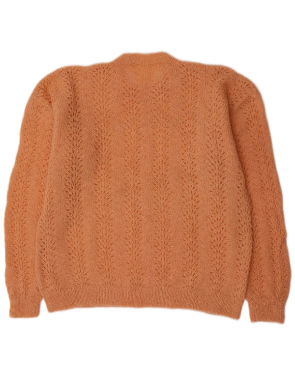 Pulover vintage pentru femei cu decolteu rotund UK 14 mare roz