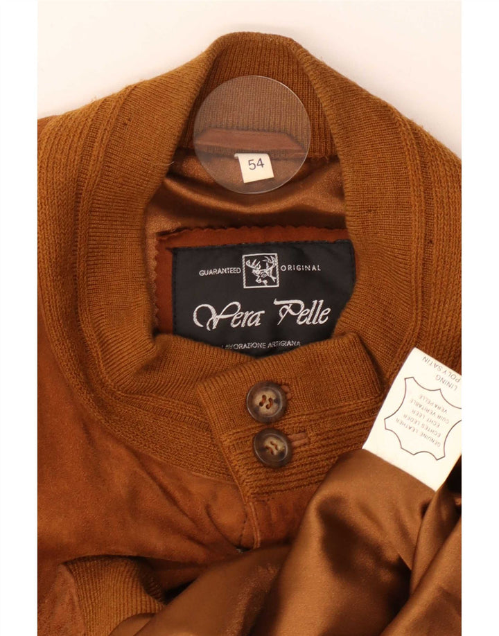 Bomber vintage pentru bărbați din piele intoarsa IT 54 2XL din piele bej