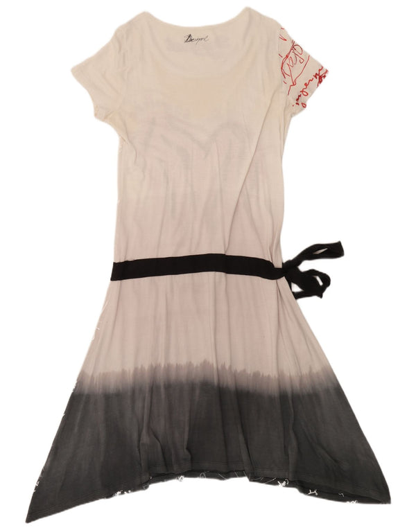 Rochie grafică A-Line Desigual pentru femei UK 18 XL, alb, bloc de culoare