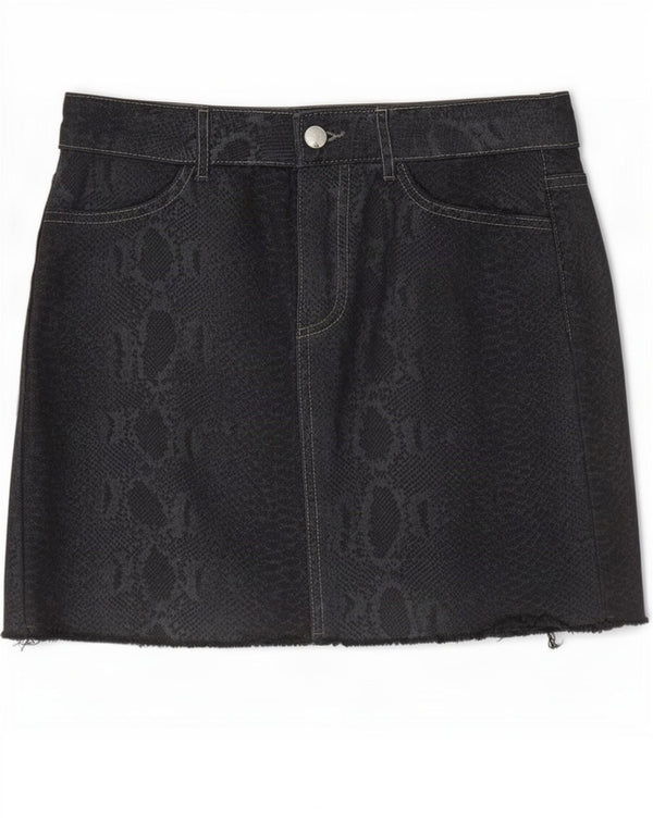Fusta Denim Zara Femei XS W24 Bumbac Animal Print Negru