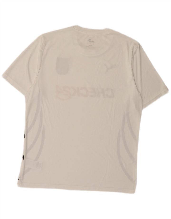 Tricou grafic Puma Deutshland pentru bărbați Top mare din poliester alb