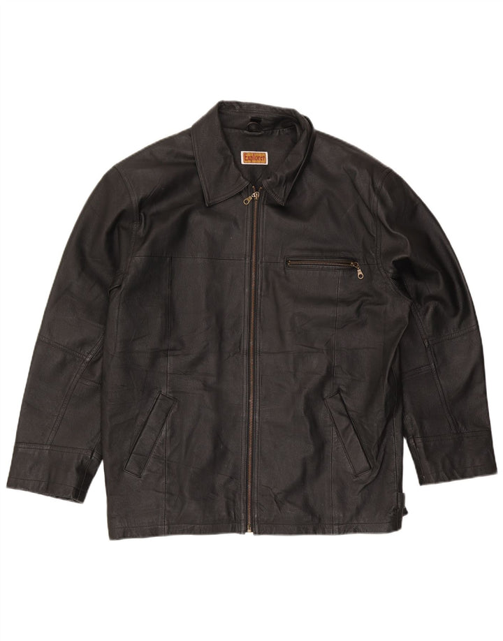 Geacă de piele Explorer pentru bărbați UK 38 Medium Black Leather