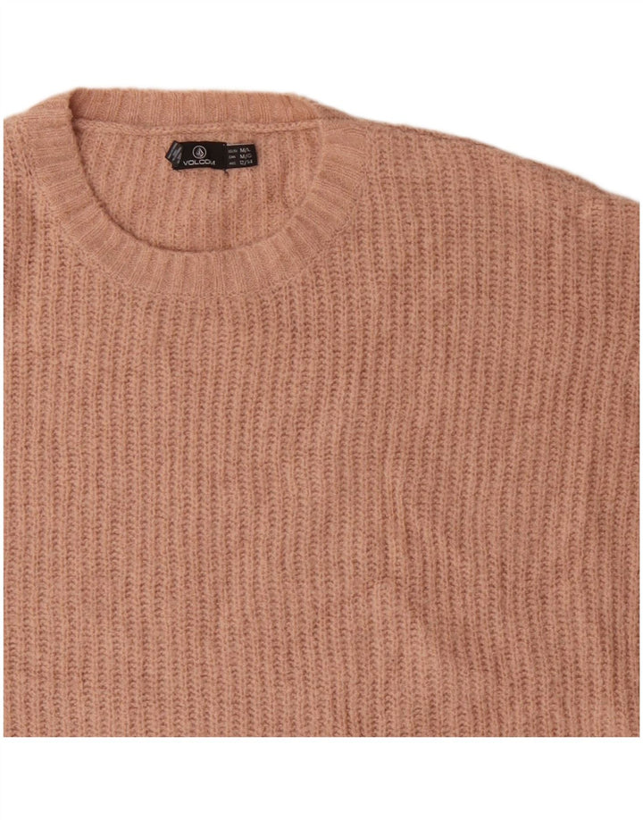 Pulover Volcom pentru femei supradimensionat cu gât turnut, roz mediu, UK 12/14