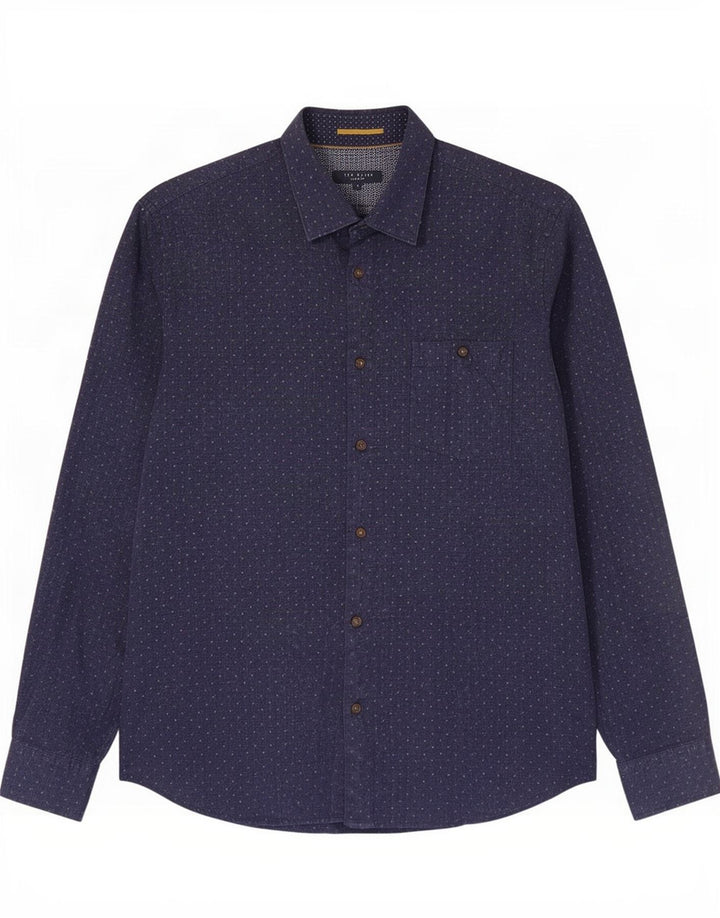 Cămașă pentru bărbați Ted Baker, mărime 4, mare, albastru, bumbac cu pete
