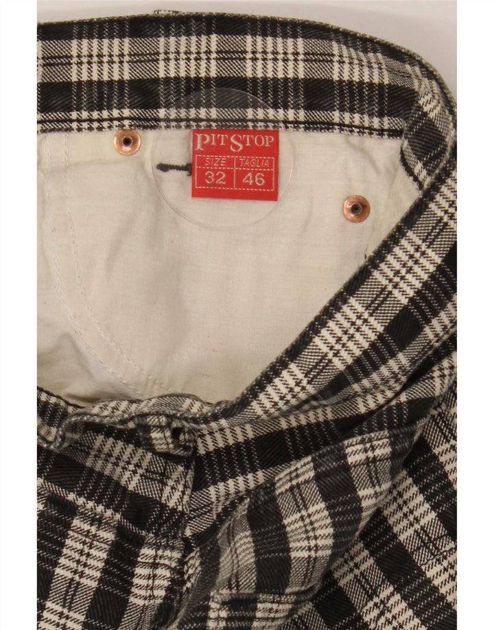 Pantaloni Capri pentru femei Pit Stop W32 L19, bumbac cu check negru