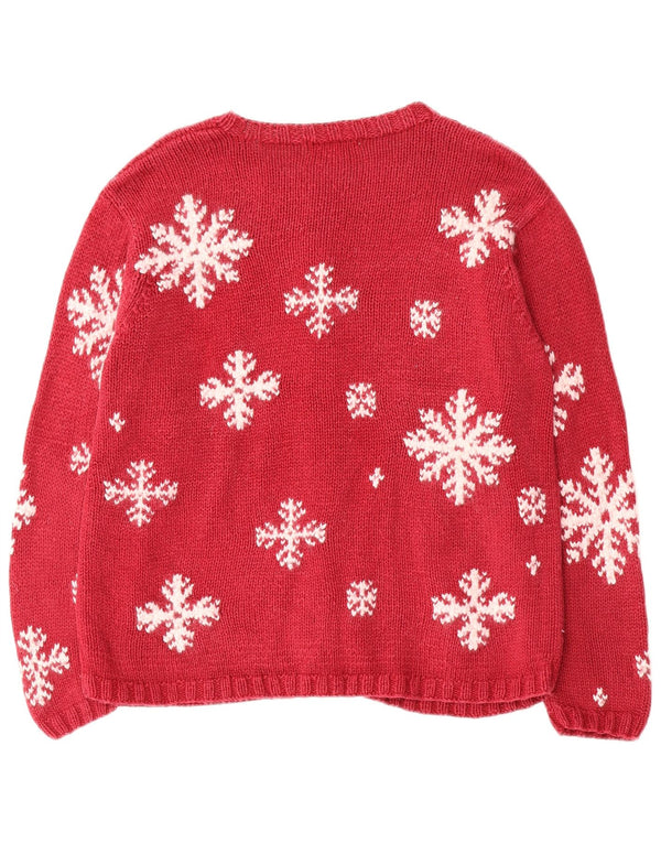 Pulover cardigan pentru femei Eddie Bauer UK 16 Large Red Fair Isle Ramie