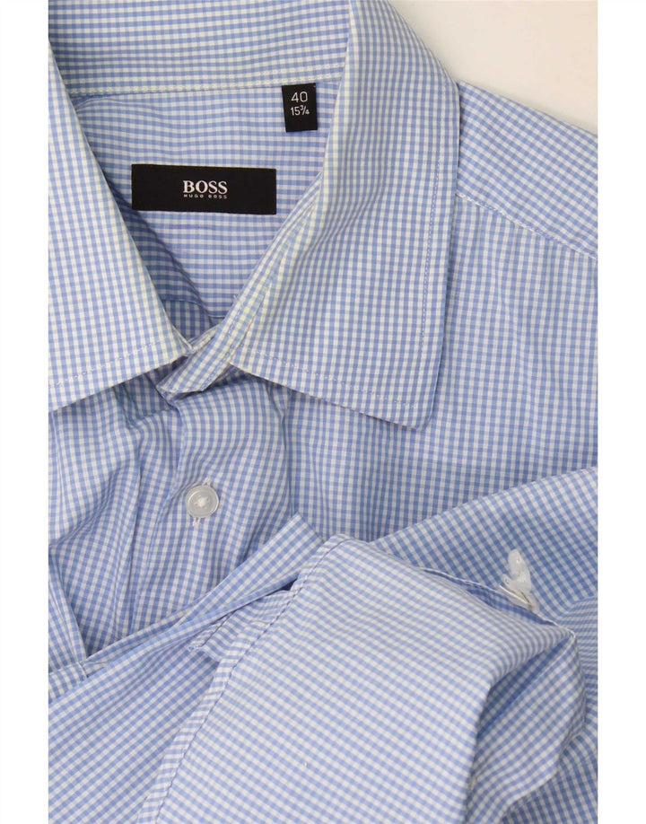 Cămașă pentru bărbați Hugo Boss Mărimea 40 15 3/4 Medium Blue Gingham