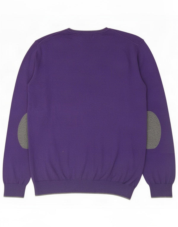 Massimo Dutti Pulover pentru bărbați cu gât roșu XL Bumbac violet