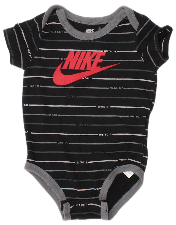 Body grafic NIKE pentru bebelusi baieti 6-9 luni bumbac cu dungi negre