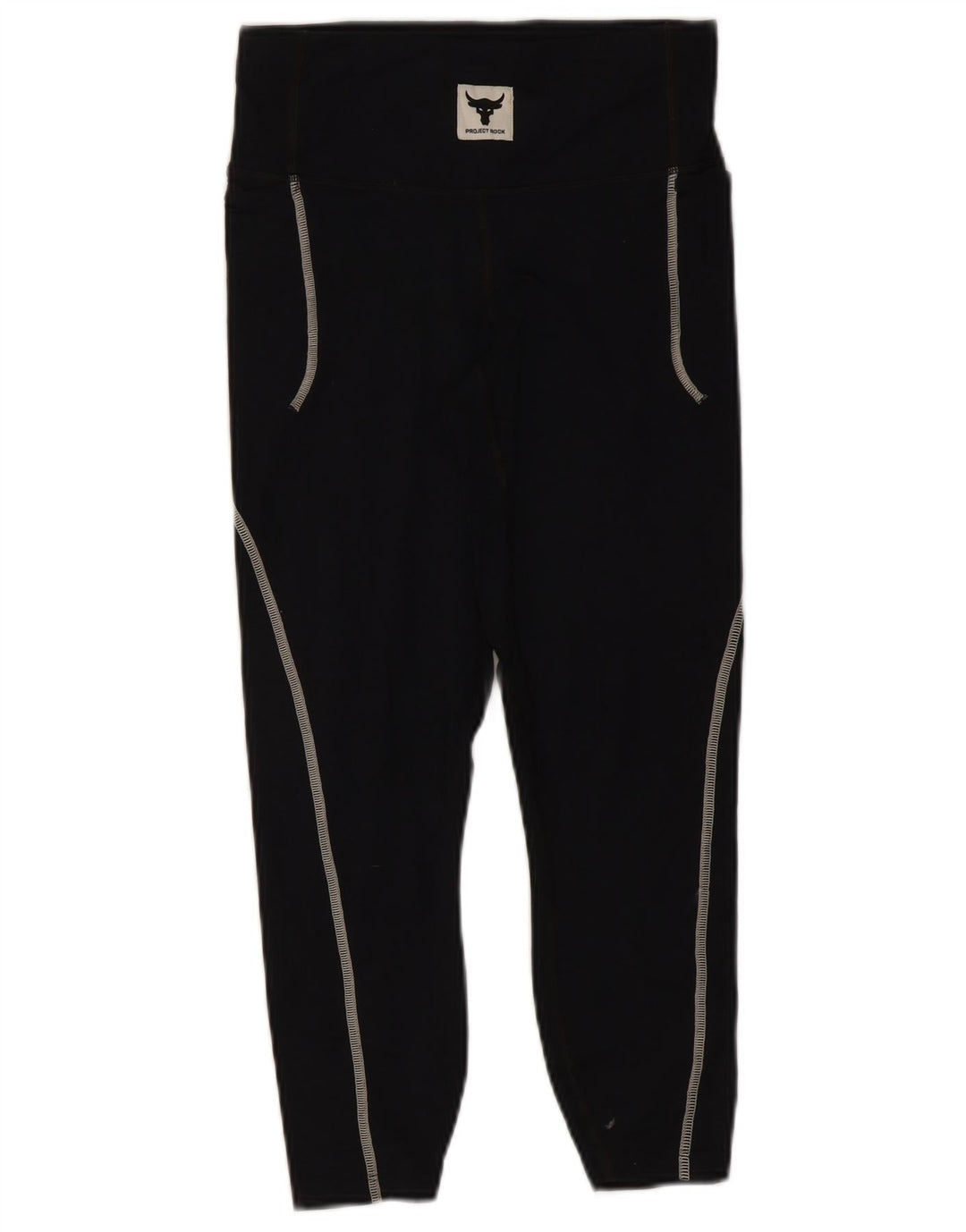 Leggings Under Armour Project Rock Capri pentru femei UK 8 Small Black Nylon