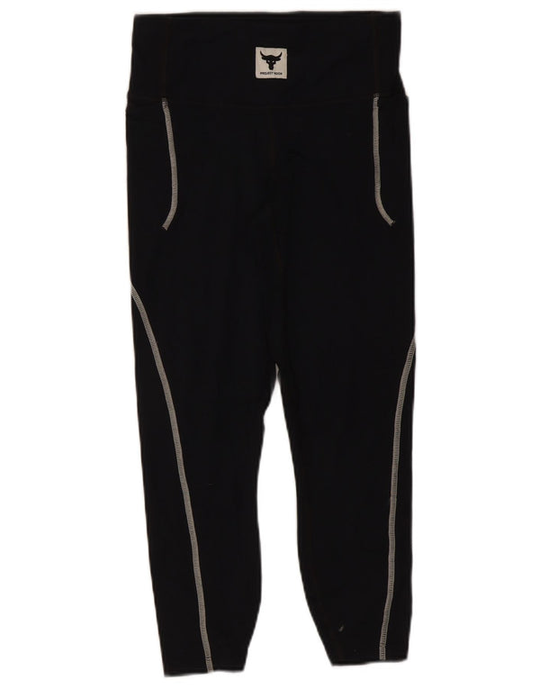 Leggings Under Armour Project Rock Capri pentru femei UK 8 Small Black Nylon