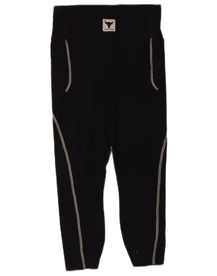Leggings Under Armour Project Rock Capri pentru femei UK 8 Small Black Nylon