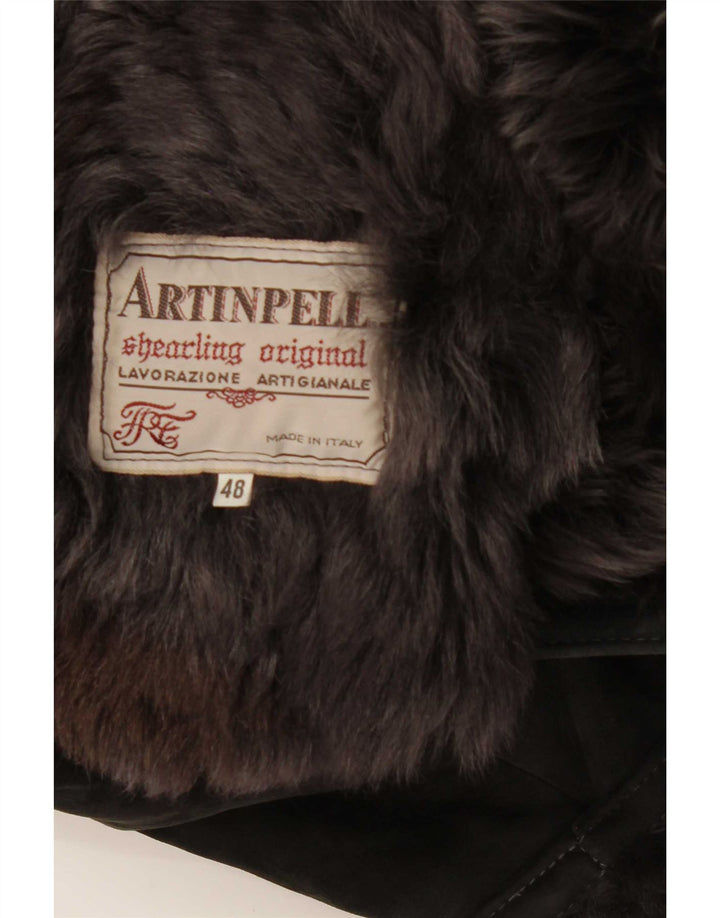 Vintage Womens Shearling Jacket IT 48 XL Black