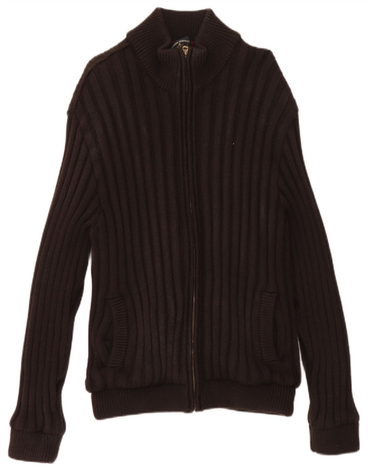 Pulover cardigan cu fermoar complet pentru bărbați Amerigo Vespucci, maro mediu