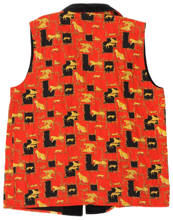 Jachetă vintage fără mâneci pentru femei EU 48 2XL roșu cu imprimeu animal