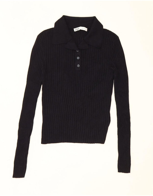 Crop Top Femei Zara UK 12 Medium Bleumarin Viscoză