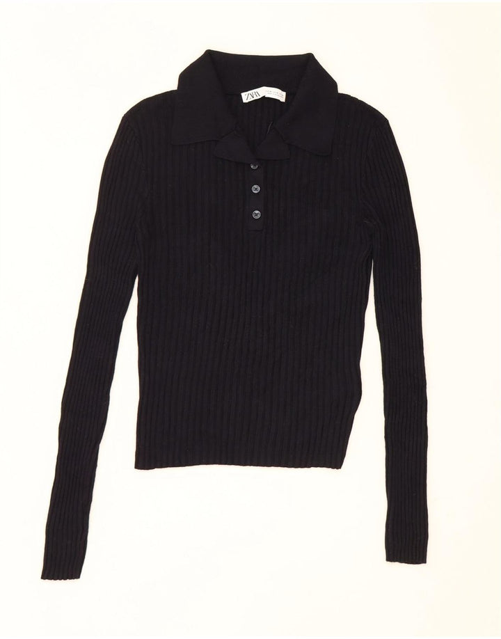 Crop Top Femei Zara UK 12 Medium Bleumarin Viscoză