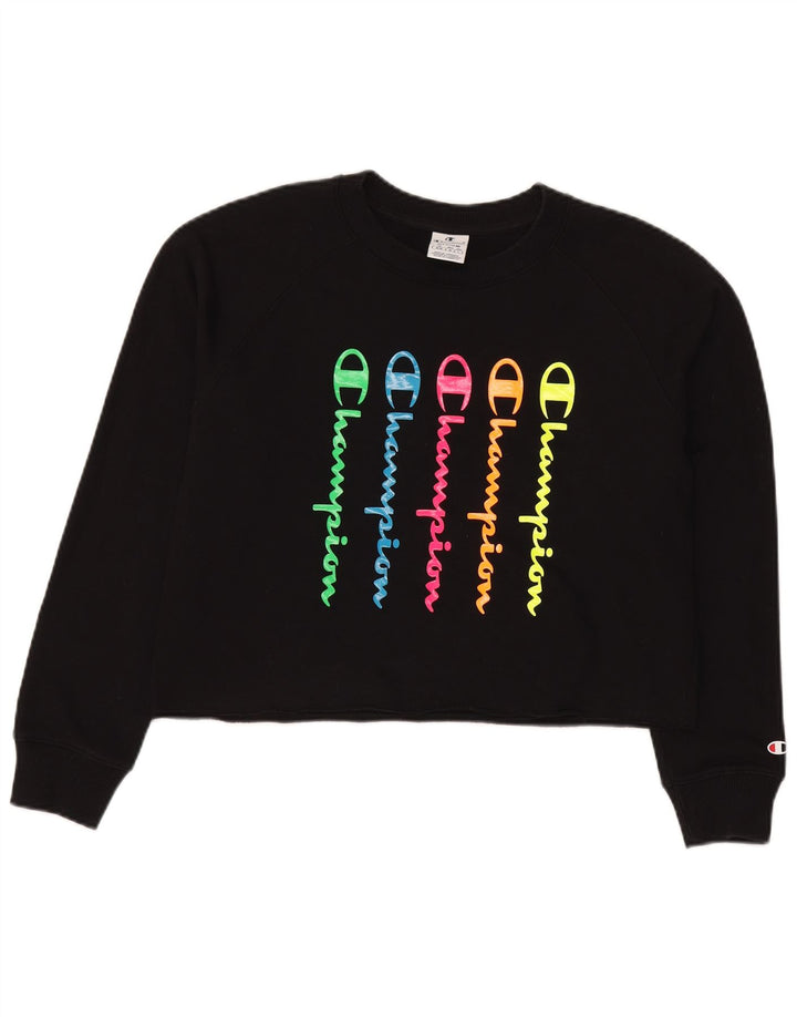 Pulover pentru femei Champion Crop Graphic Pulover UK 14 Medium Negru