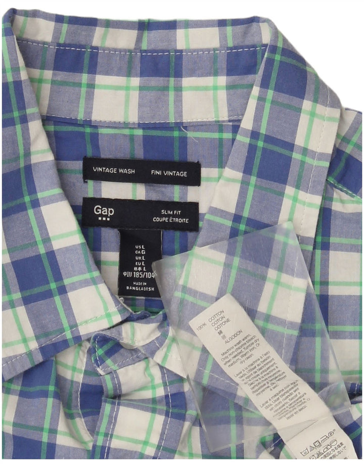 Cămașă pentru bărbați Gap Slim Fit, mare, albastru, din bumbac