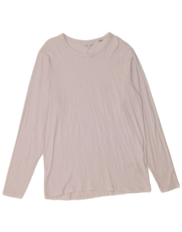 Jack & Jones Top pentru bărbați cu mânecă lungă XL, bumbac alb