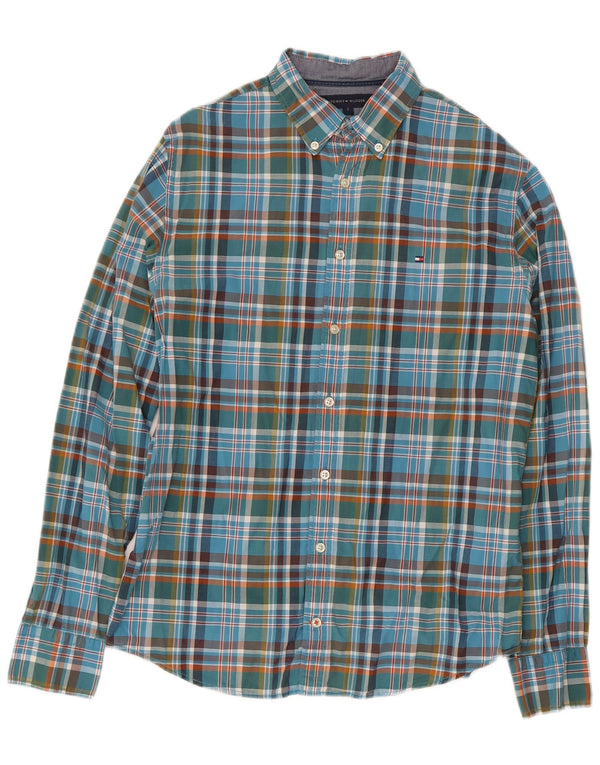Cămașă pentru bărbați Tommy Hilfiger New York Fit, bumbac cu carouri mici, albastre