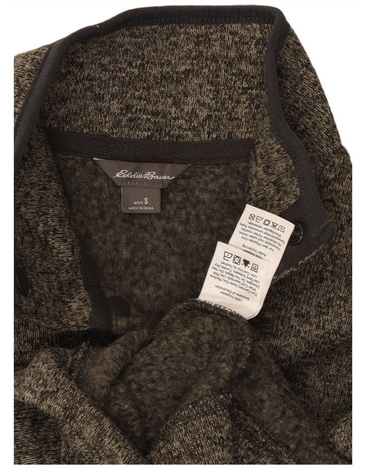 Hanorac pentru bărbați Eddie Bauer, cu gât cu nasturi, pulover mic, gri, poliester pătat