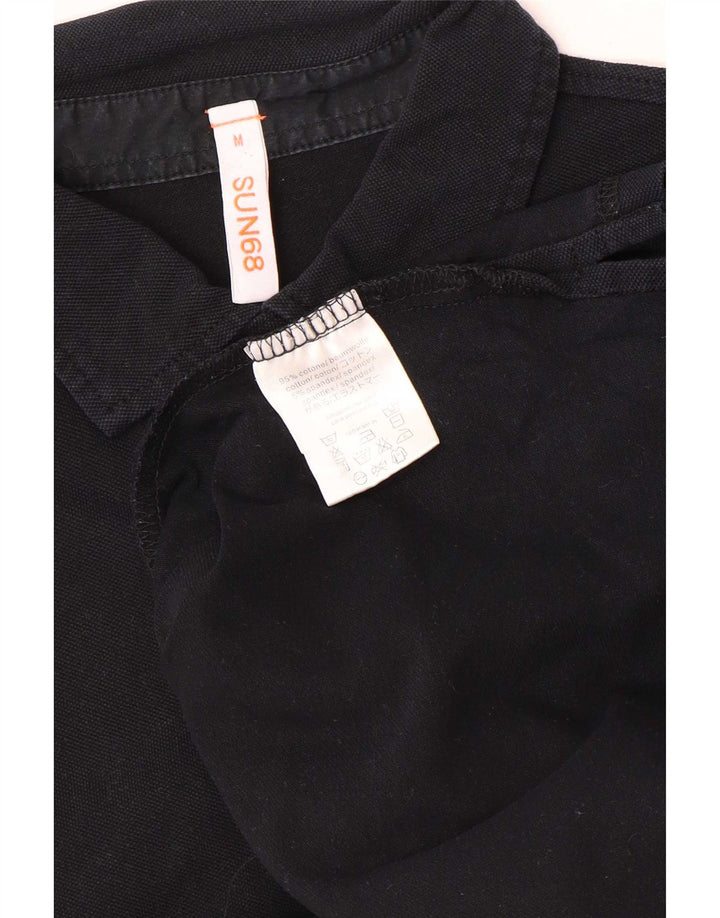 Tricou polo Sun68 pentru bărbați, bumbac mediu negru