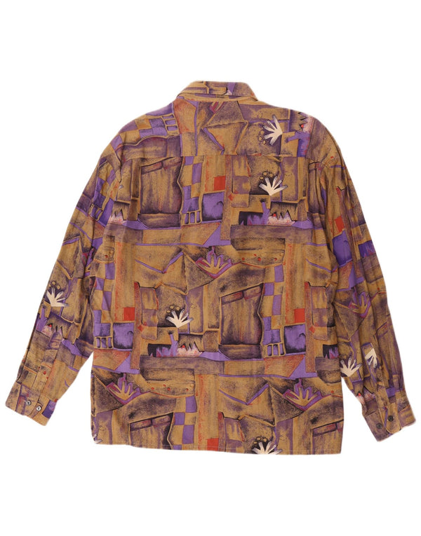 Vintage Mens Shirt Large Brown Geometric